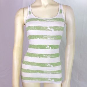 Aeropostale Y2K green white striped tank ribbed fitted Elena Gilbert summer twee